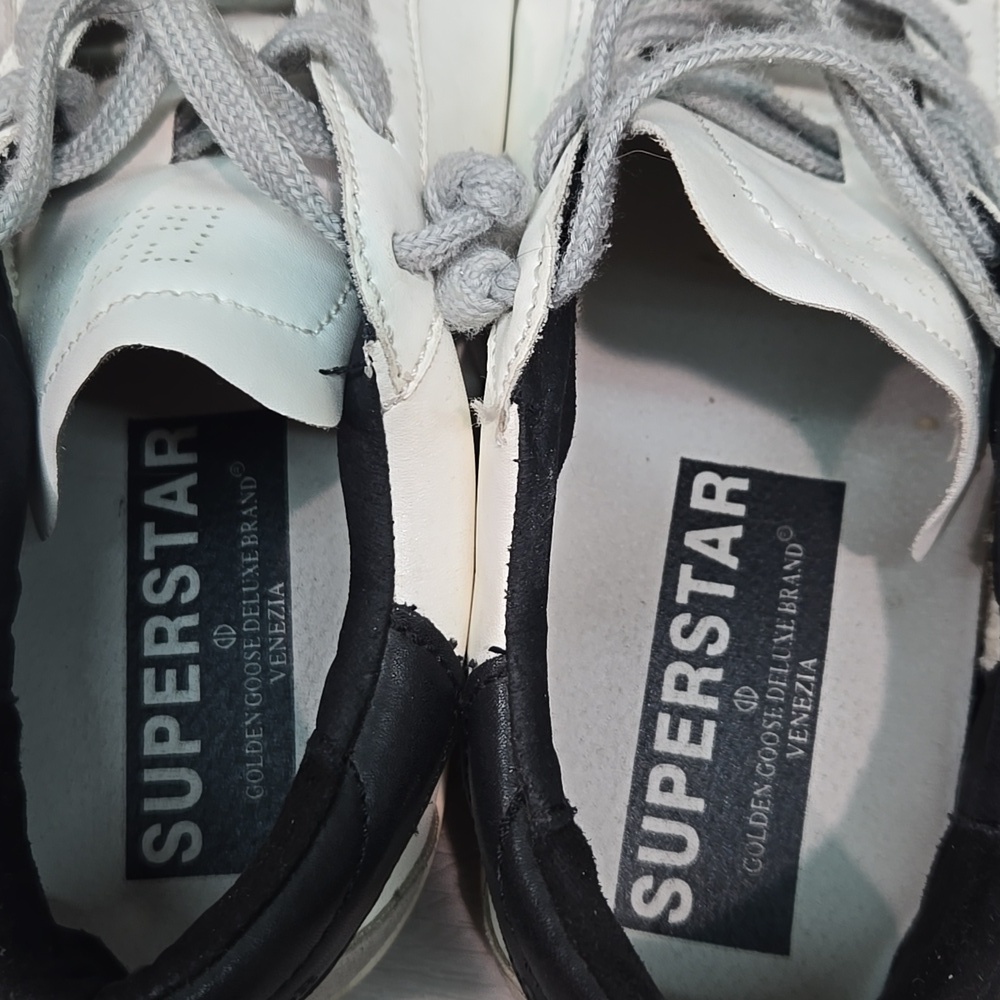Golden Goose GGDB Women White & Black Star Sneakers Shoes Sz 41/42 US 11-12 - Picture 8 of 16